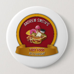 Fast Food Company Red Golden Gult Anpassningsbar L Knapp