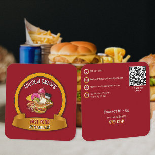 Fast Food Company Restaurator Anpassningsbar Logot Fyrkantigt Visitkort