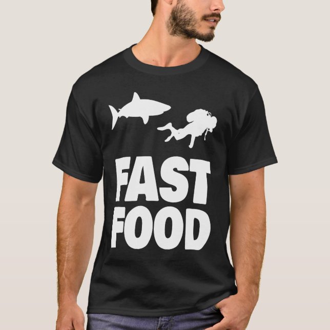 Fast Food Diver Shark Scuba Diving Diver Cute T Shirt (Framsida)