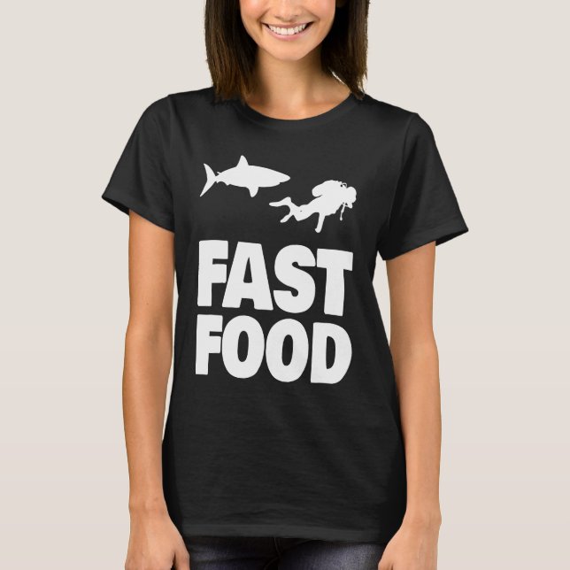 Fast Food Diver Shark Scuba Diving Diver Cute T Shirt (Framsida)