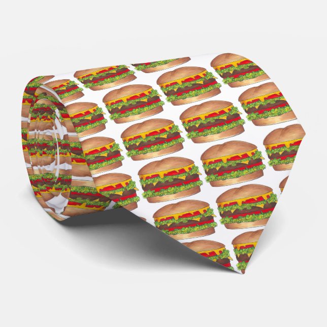 Fast Food Foodie Hamburger Cheeseburger Burger Tie Slips (Rullad)