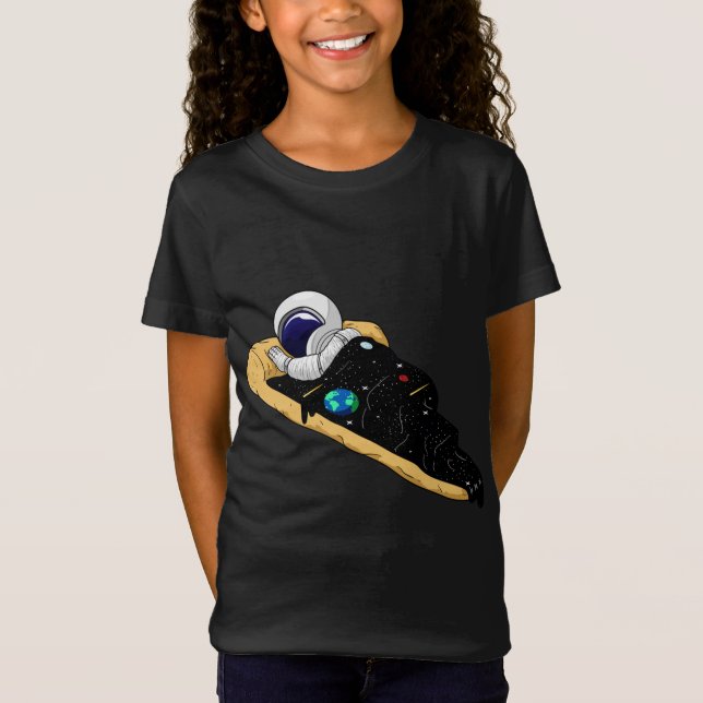 Fast Food Galaxy Space Pizza Astronaut Boy T Shirt (Framsida)