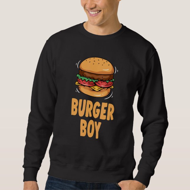 Fast Food Hamburger Cheeseburger Burger Boy Lång Ärmad Tröja (Framsida)
