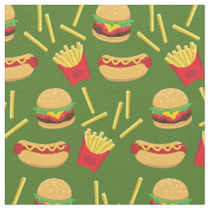 Fast Food Junk Burger Fries Hett Hund Tyg