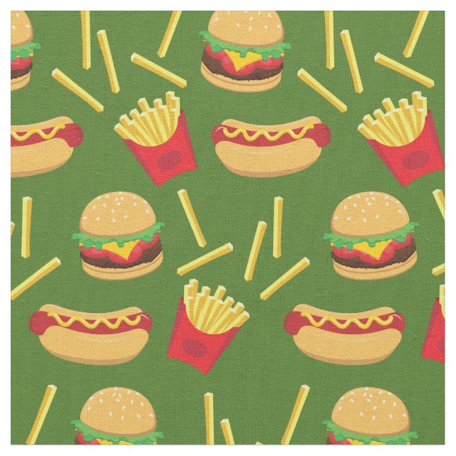Fast Food Junk Burger Fries Hett Hund Tyg (Närbild)
