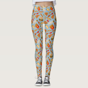 Fast Food Junk Food Pizza Burgers Hett Hundar Leggings