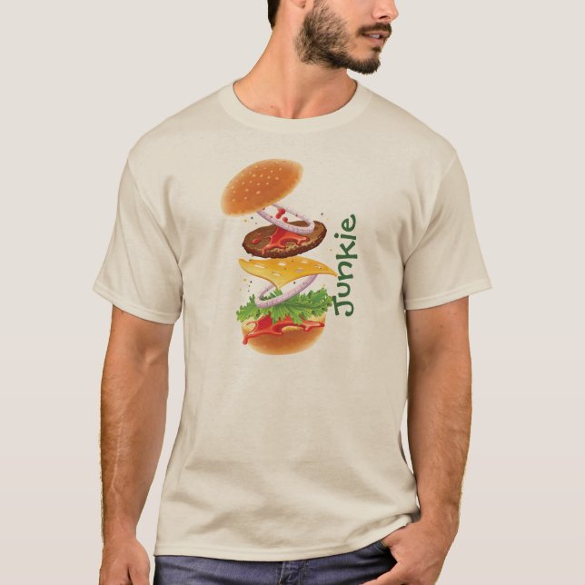 Fast Food Junkie Funny Cheeseburger Shirt T-shirt (Framsida)