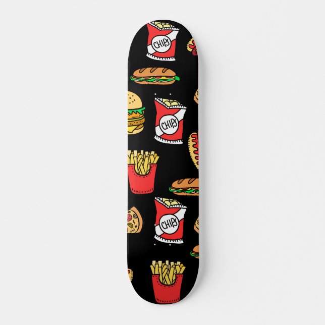 Fast Food Pattern Mini Skateboard Bräda 18,5 Cm (Framsida)