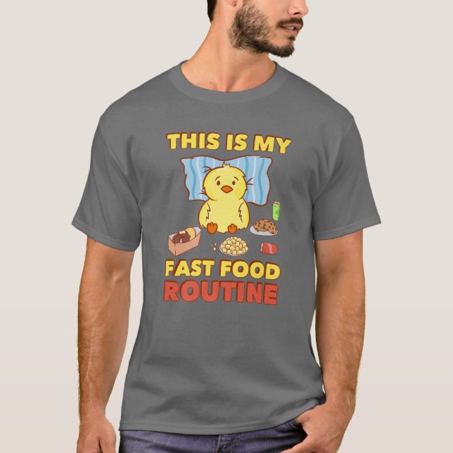 Fast Food Routine - Cute Kawaii Anime - Lustig Chi T Shirt (Framsida)