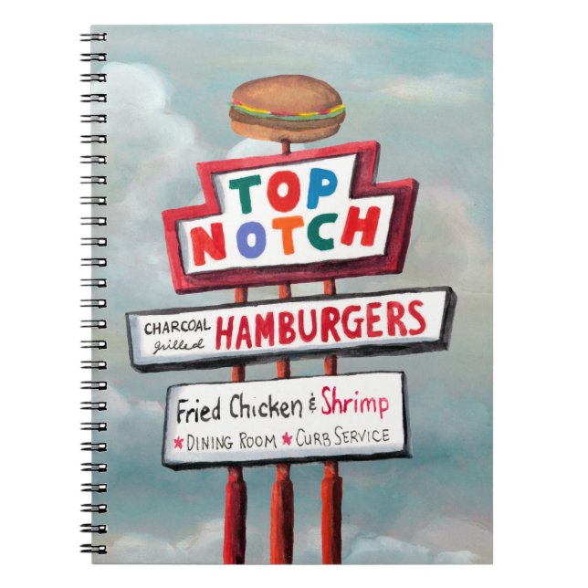 Fast Food Sign Anteckningsbok Med Spiral (Framsidan)
