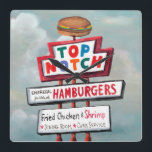 Fast Food Sign Fyrkantig Klocka<br><div class="desc">Fast Food Sign Artist: Naomi McCavitt</div>