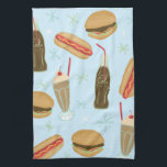 Fast Food Soda Fontän, skräppost Food Blue Kökshandduk<br><div class="desc">Dansa ditt kök med den här söta handduken. Gör en underbar hemmabio eller jubileumsgåva! Du kan anpassa den och även lägga till text. Kolla min affär efter mycket mer färg och mönster plus matchande köket saker!</div>