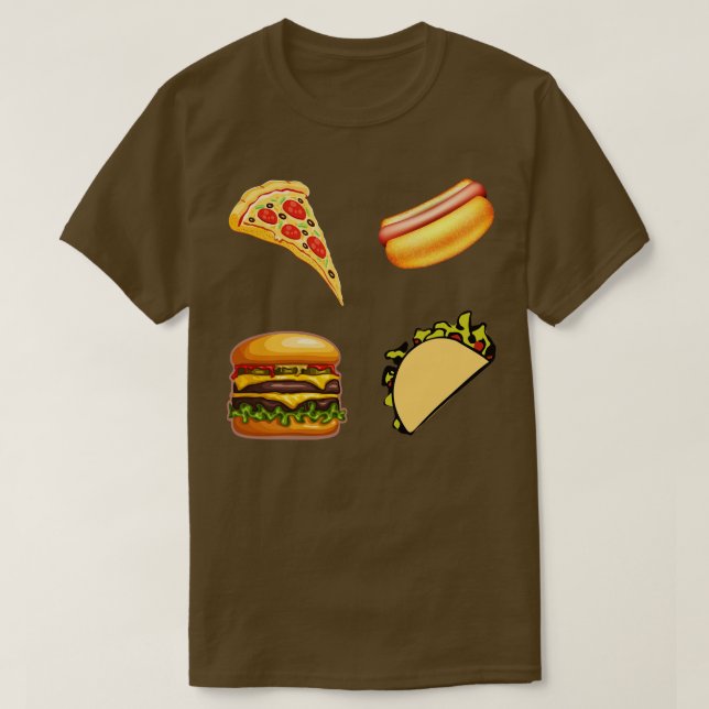Fast Food Sticker Pack Pizza Hett Hund Burger Taco T Shirt (Design framsida)