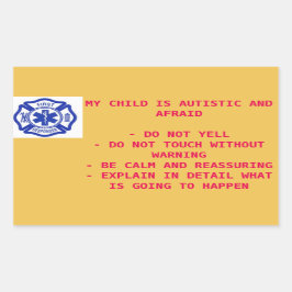 Fäst för första responders - autistiskt barn rektangulärt klistermärke