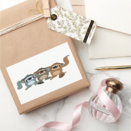 Fäst för tre fack för Tecknad Rektangulärt Klistermärke