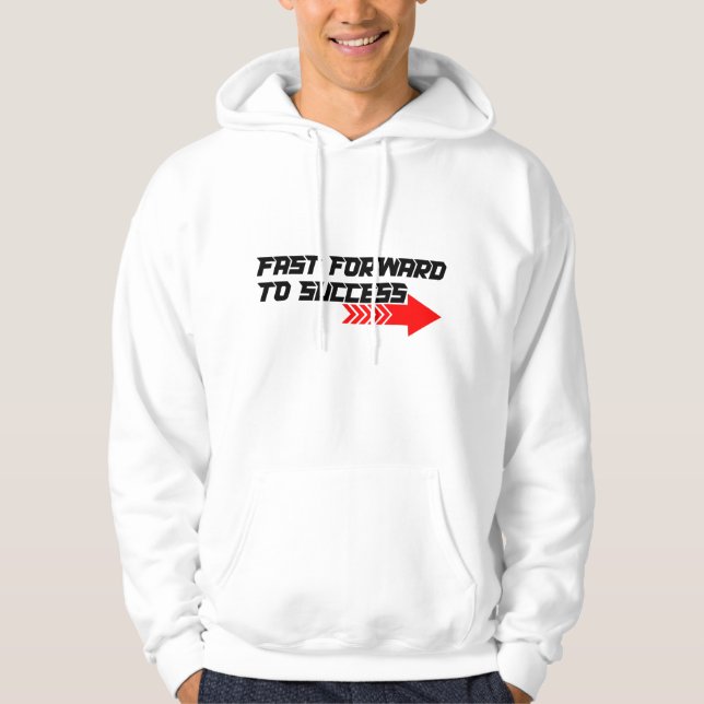 Fast Forward – Bold Red Motivation Quote Design Hoodie (Framsida)