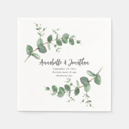 Fäst från bröllop, vackert, ömtåligt, eukalyptus f pappersservett