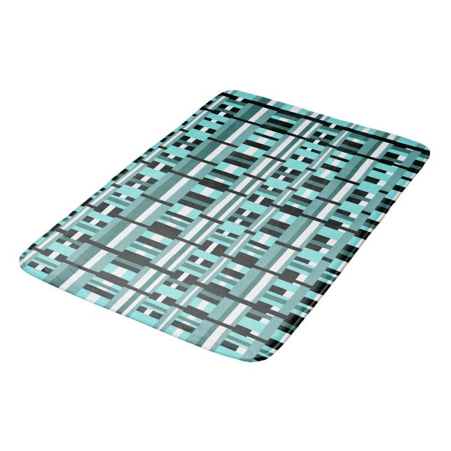 Fäst i Aqua, Teal, Black & White Bold Badrumsmatta (Vinklad)