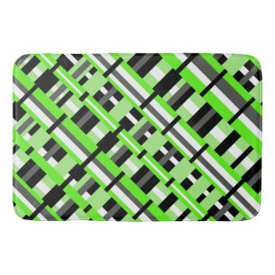 Fäst i Lime Green, Black & Grått Diagonal Badrumsmatta