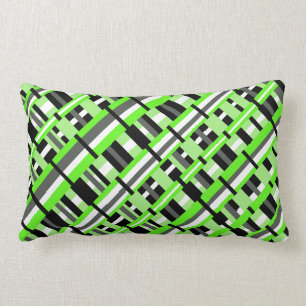 Fäst i Lime Green, Black & Grått Diagonal Lumbarkudde