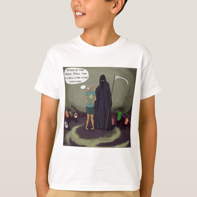 Fast i mitten med Grim Reaper Roligt T-shirt (Framsida)