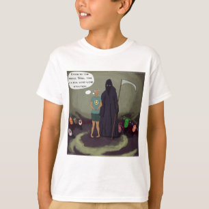 Fast i mitten med Grim Reaper Roligt Tee