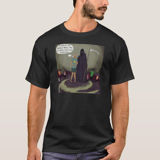 Fast i mitten med Grim Reaper Roligt Tee (Framsida)
