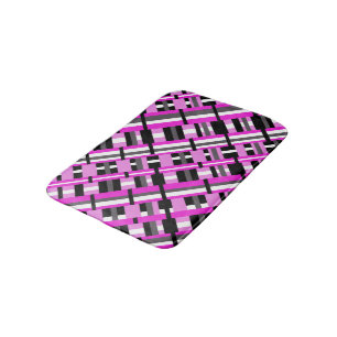 Fäst i Rosa, svartvitt och Grått diagonalt Badrumsmatta