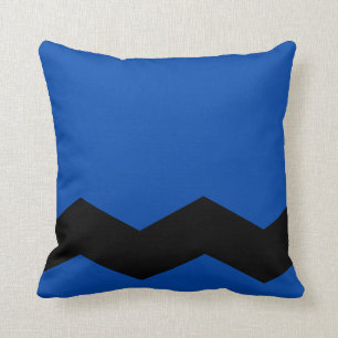 Fast koboltblått och sicksackdesign kudde