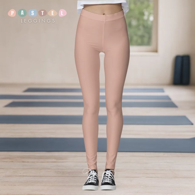 Fast Ljus Pastell Terrakotta Rosa Röd Färg Leggings (Solid Soft Light Paste Terracotta Pink Red Color Leggings
)