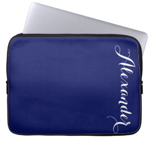 Fast marin bakgrund, Monogram, Namn Laptop Sleeve
