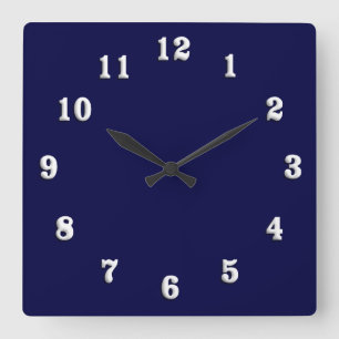 Fast marin blå fyrkantig klocka