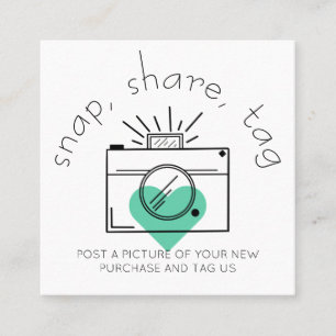 Fäst Märkre Heart Camera Social Media Business Fyrkantigt Visitkort
