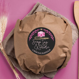 Fäst,Märkre,  Social Media Camera & Bakery Whisk Runt Klistermärke