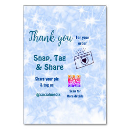 Fäst märkre  social-media q r code glitter blue bordsnummer