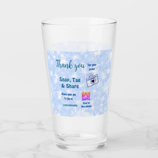 Fäst märkre  social-media q r code glitter blue glaskopp (Framsida)