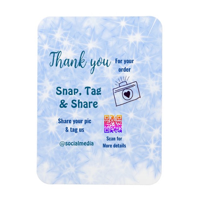 Fäst märkre  social-media q r code glitter blue magnet (Vertikal)