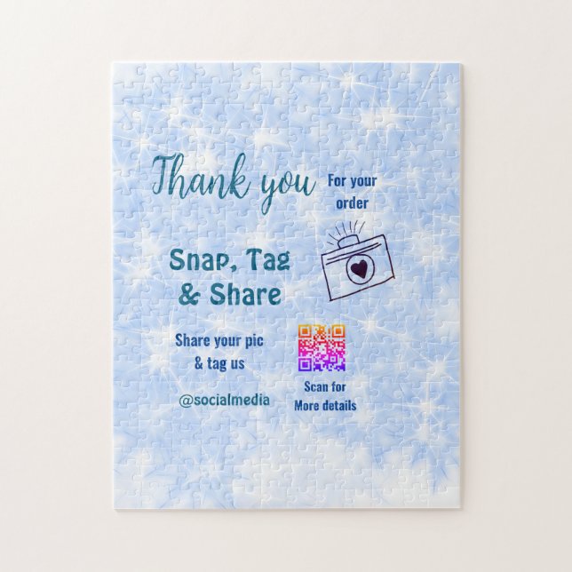 Fäst märkre  social-media q r code glitter blue pussel (Vertikal)