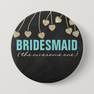Fäst med Shimmery Chic Bridesmaid Button (blått) Knapp