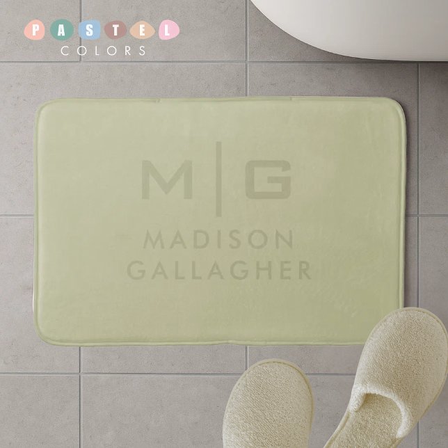Fast Mjukt Ljust Pastellgrönt Mössgrönt Färg Badrumsmatta (Solid Soft Light Pastel Sage Moss Green Color Bath Mat
)