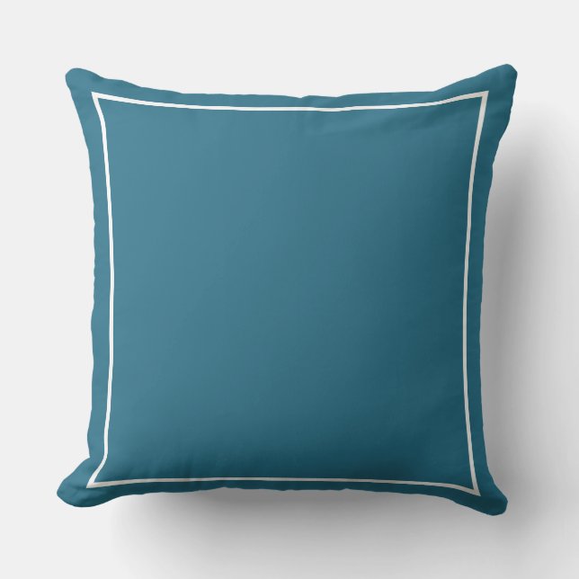 Fast Mörk Teal med vit trim Kudde (Framsida)