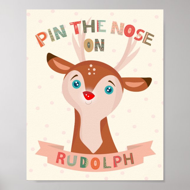 Fäst näsan på Rudolph Party-spelet Poster (Framsidan)