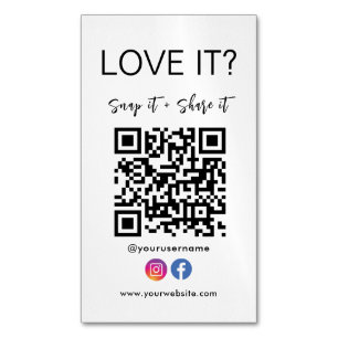 Fäst och  Qr-kod Facebook Instagram Magnetiska Visitkort