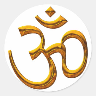 Fäst OM, gammal guld, effekt Runt Klistermärke