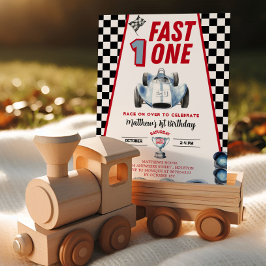 Fast One 1st birthday Boy Racing Car Invitation Inbjudningar
