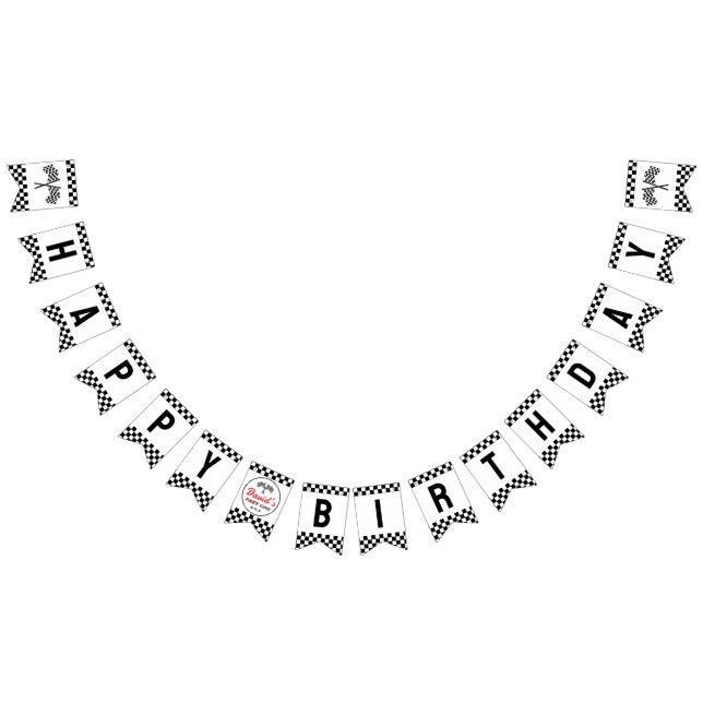 Fast One Black White Race Car Flags Happy Birthday Vimplar (Alla)