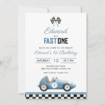 Fast One Blue Race Car 1st Birthday