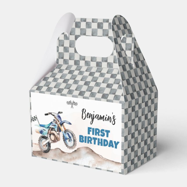 Fast One Dirt Bike Birthday Party Presentaskar (Framsidan Sidan)