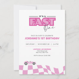 Fast One First Birthday Race Car Invitation Inbjudningar