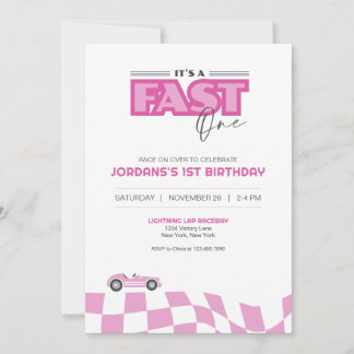 Fast One First Birthday Race Car Invitation Inbjudningar